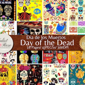 Day of the Dead Ephemera - Téléchargement numérique à usage commercial, scrapbooking numérique, papercraft, papier scrapbook, feuilles de collage, Fournitures