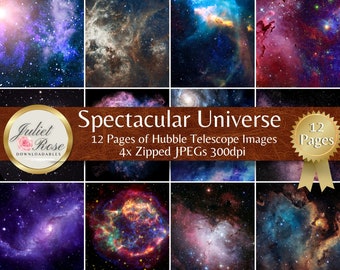 Hubble Telescope Images, Galaxy Scrapbook Paper (Digital Download)