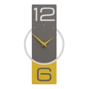 Modern Rectangular Wall Clock - Bold 12 and 6 Design - Customizable Colors - Sleek and Unique Home or Office Decor (24 x 48 cm)