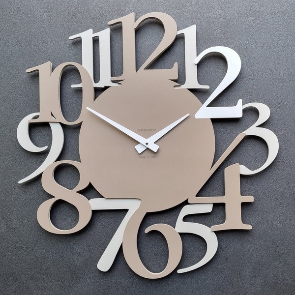 Horloge murale silencieuse au design italien original, adaptée au salon, disponible en 45 et 60 cm de diamètre