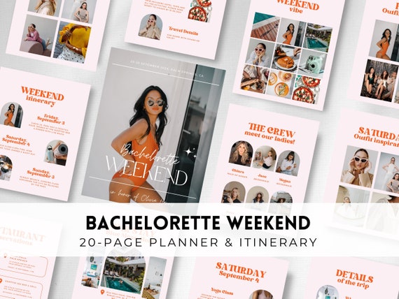 Bachelorette Weekend Planner | Retro Bachelorette Itinerary Template | Bachelorette Party Invite | Ultimate Editable Itinerary Canva