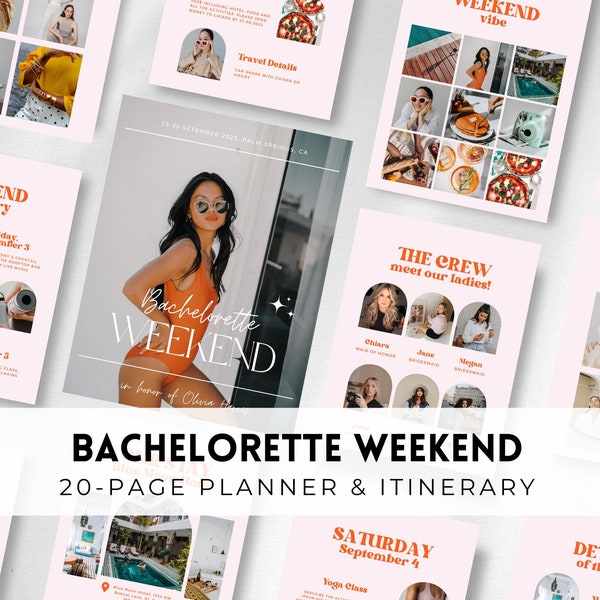 Bachelorette Weekend Planner | Retro Bachelorette Itinerary Template | Bachelorette Party Invite | Ultimate Editable Itinerary Canva