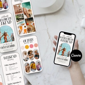 Digital Bachelorette Itinerary Template, Bachelorette Itinerary Planner, Bachelorette Weekend, Bachelorette Party Planner, Canva Template