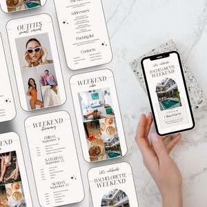 Digital Bachelorette Itinerary Template | Bachelorette Weekend Planner Template | Bachelorette Party Itinerary | Editable Invite Canva