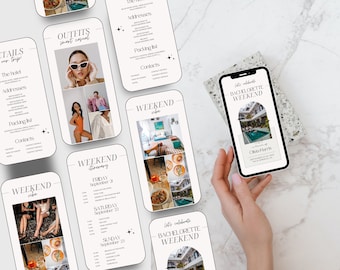Digital Bachelorette Itinerary Template | Bachelorette Weekend Planner Template | Bachelorette Party Itinerary | Editable Invite Canva