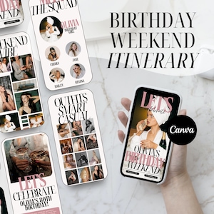 Birthday Weekend Itinerary Template | Girls Trip | Birthday Party Invitation | Birthday Weekend Invite | Digital Itinerary |Travel Itinerary