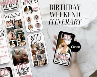 Birthday Weekend Itinerary Template | Girls Trip | Birthday Party Invitation | Birthday Weekend Invite | Digital Itinerary |Travel Itinerary