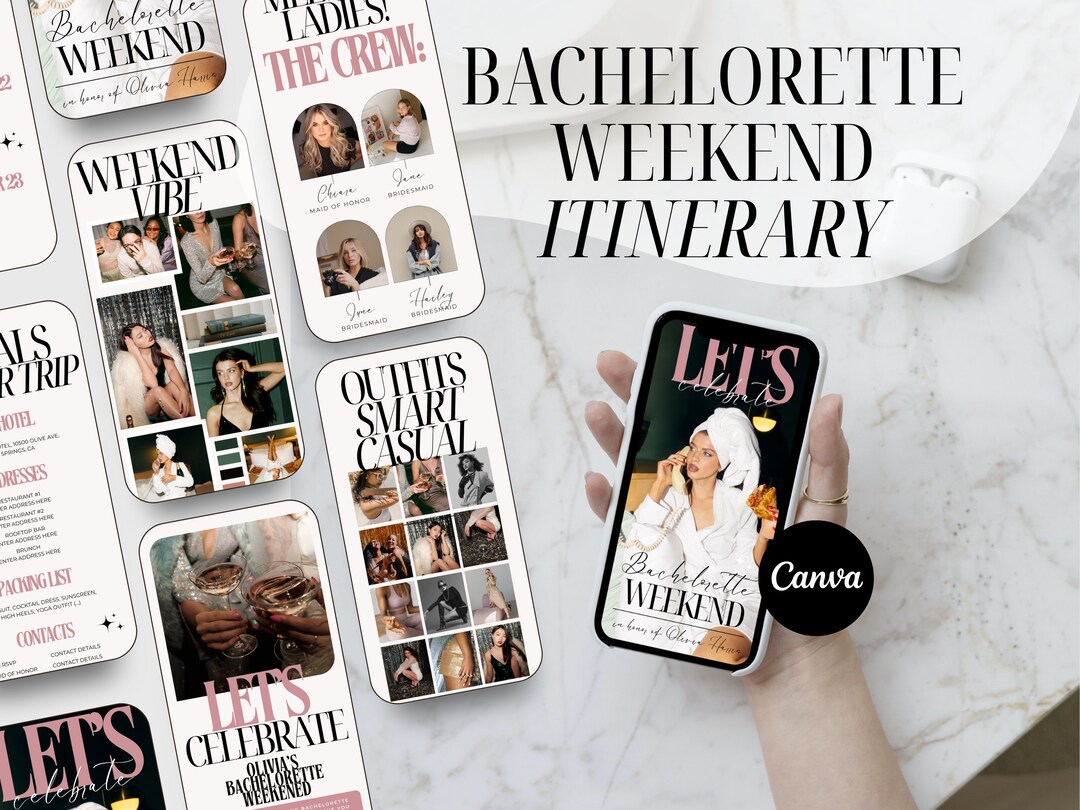Deluxe Bachelorette Itinerary Template | Bachelorette Weekend Itinerary ...