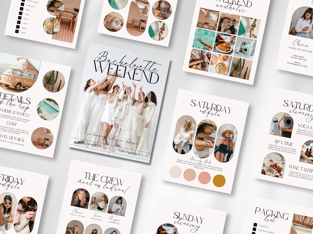 Deluxe Bachelorette Itinerary Template | Bachelorette Weekend Planner ...