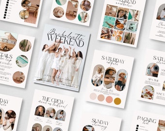 Deluxe Bachelorette Itinerary Template | Bachelorette Weekend Planner | Bachelorette Party Itinerary | Bach Itinerary Canva Editable Invite