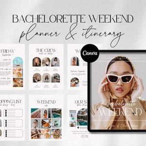 Deluxe Bachelorette Weekend Planner | Bachelorette Itinerary Template | Bachelorette Party Invite | Ultimate Editable Itinerary Canva