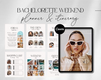 Deluxe Bachelorette Weekend Planner | Bachelorette Itinerary Template | Bachelorette Party Invite | Ultimate Editable Itinerary Canva