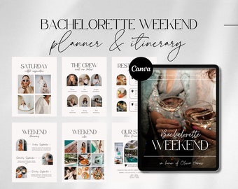 Deluxe Bachelorette Weekend Planner | Bachelorette Itinerary Template | Bachelorette Party Invite | Ultimate Hens Weekend Itinerary Canva