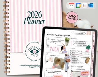 2026 Digital Planner, Weekly, Monthly, Daily Planner, GoodNotes Planner, iPad Planner, Dated 2026 Planner, Minimalist Planner | 530 Pages
