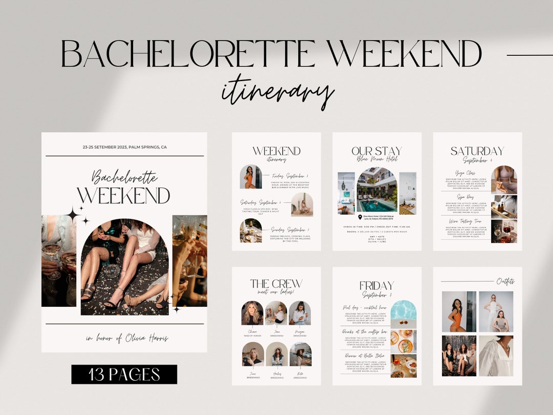 Bachelorette Itinerary Template Bachelorette Weekend Planner Bachelorette Itinerary Template Bachelorette Weekend Planner