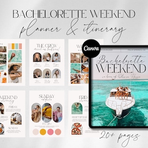 Bachelorette Itinerary Template | Deluxe Bachelorette Weekend Planner | Bachelorette Party Itinerary | Bach Itinerary Canva Editable Invite