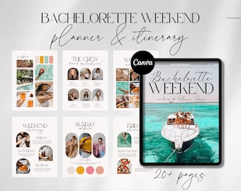 Bachelorette Itinerary Template | Deluxe Bachelorette Weekend Planner | Bachelorette Party Itinerary | Bach Itinerary Canva Editable Invite