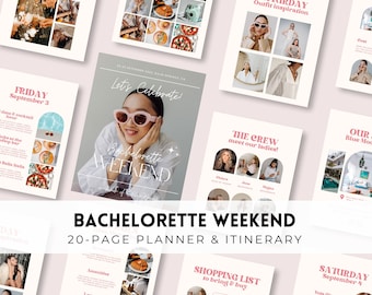 Deluxe Bachelorette Invitation Template | Bachelorette Itinerary Template | Bachelorette Weekend Planner | Hen Weekend Itinerary Canva