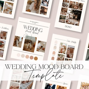 Wedding Mood Board Template | Digital Wedding Planner Template | Wedding Vision Board | Wedding Theme Design Guide | Editable Canva Template
