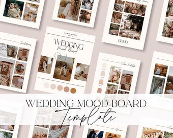 Wedding Mood Board Template | Digital Wedding Planner Template | Wedding Vision Board | Wedding Theme Design Guide | Editable Canva Template