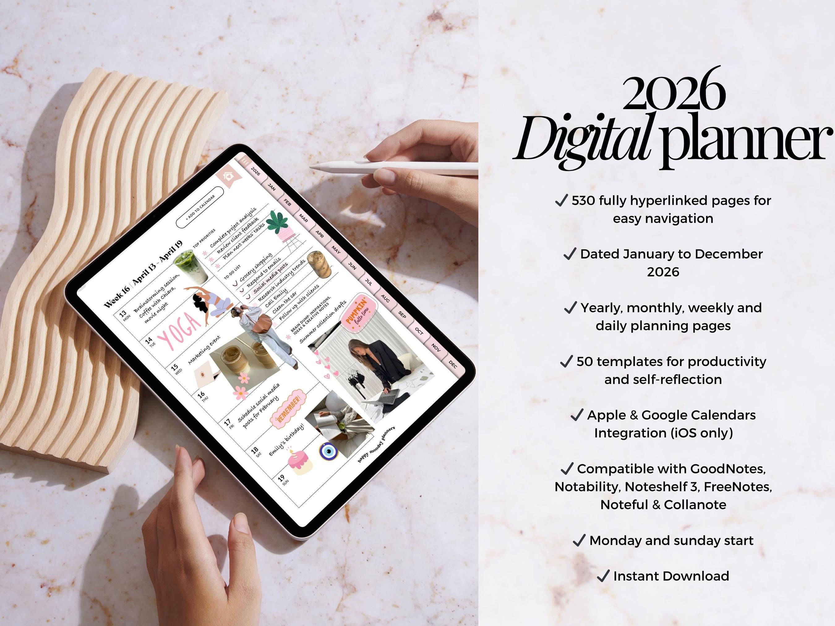 2026 Digital Planner, Weekly, Monthly, Daily Planner, Goodnotes Planner ...