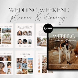 Wedding Itinerary Template Weekend Guide | Wedding Planner Digital Download | Wedding Guide | Weekend Itinerary Canva | Party Timeline