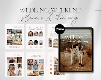 Wedding Itinerary Template Weekend Guide | Wedding Planner Digital Download | Wedding Guide | Weekend Itinerary Canva | Party Timeline