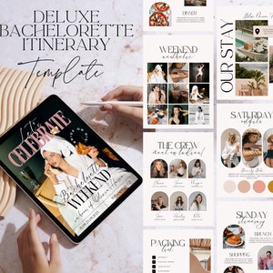 Deluxe Bachelorette Itinerary Template | Weekend Itinerary | Bachelorette Planner | Bachelorette Party Invite | Editable Canva Template