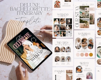 Deluxe Bachelorette Itinerary Template | Weekend Itinerary | Bachelorette Planner | Bachelorette Party Invite | Editable Canva Template