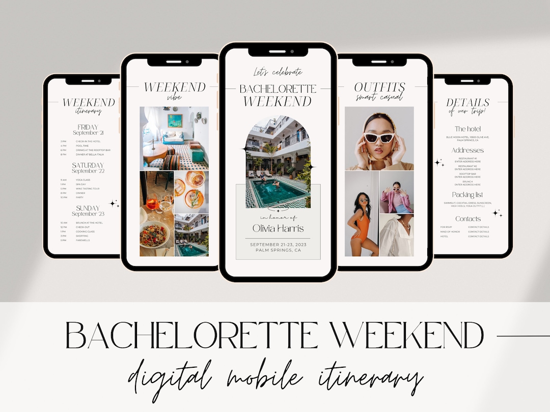 Digital Bachelorette Itinerary Template Bachelorette Weekend Planner ...