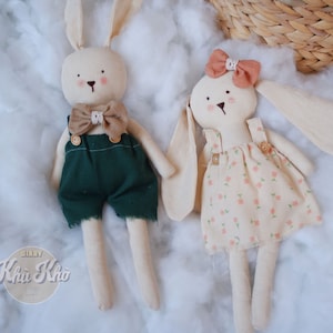 Soft Bunny Doll -  Personalized Christmas Girl Gift - Girl Keepsake Gift, Pink Heirloom Doll , Girl Room Decor