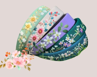 Borduurwerk haarband/linnen hoofdband/geborduurde bloemen hoofdband/hand bloemen geborduurd/geborduurde haarband/bachelorette linnen