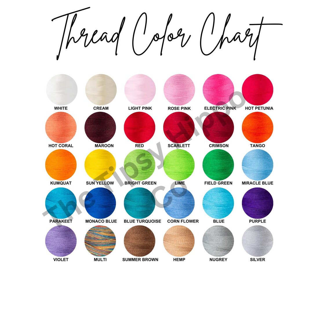 Embroidery Thread Color Chart Digital Download Color Swatch Printable ...