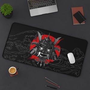 XL Samurai Gaming Mouse Pad - Japanese Art Inspired Large Desk Mat