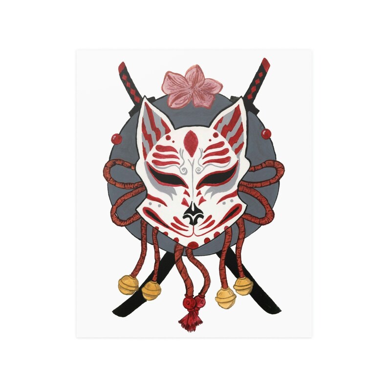 Kitsune Mask Japanese Wall Art Print for Living Room Decor Etsy