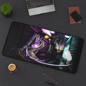Samurai Cyberpunk Mousepad, Japan Culture Gaming Pad, Large Gaming Mouse Mat, Japanese Warrior Desk Accessory, Asian Theme Desk Protector,