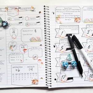 Dry Erase Character Sheet Stickers Mushroom Cottagecore Cute Dungeons and Dragons dnd Dungeon Master