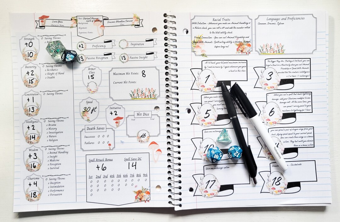 Dry Erase Character Sheet Stickers Mushroom Cottagecore Cute Etsy