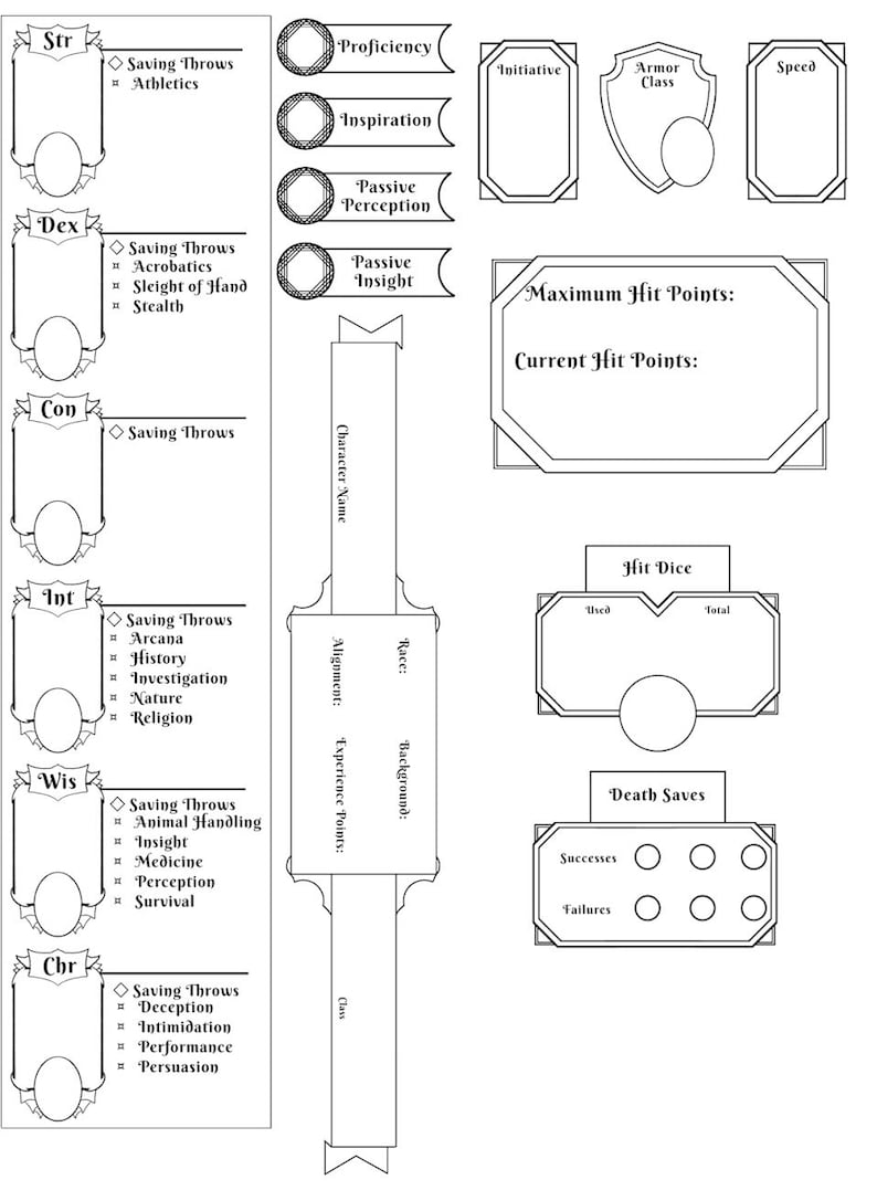 Dry Erase Character Sheet Stickers Dungeons and Dragons Etsy