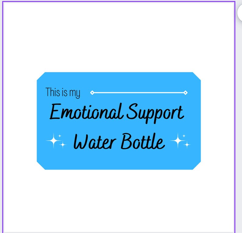 Peut inclure: Une bouteille d'eau bleu clair avec le texte "This is my Emotional Support Water Bottle" et deux &eacute;toiles blanches de chaque c&ocirc;t&eacute; du texte.