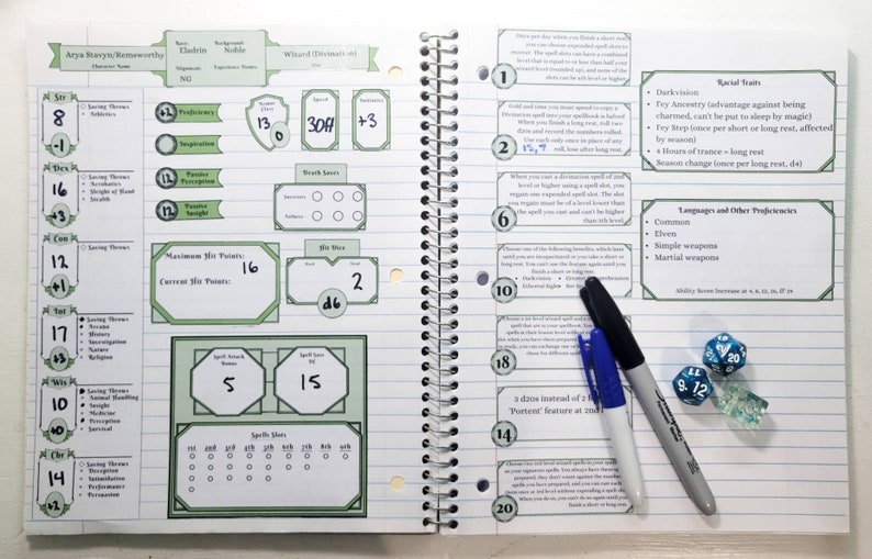 Dry Erase Character Sheet Stickers Dungeons and Dragons Etsy