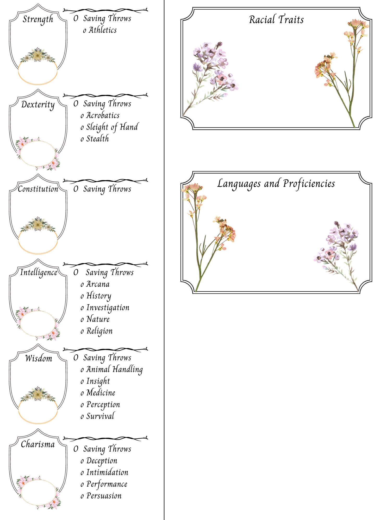 Dry Erase Character Sheet Stickers Floral Flowers Cute Etsy