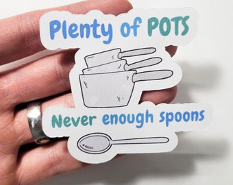 Un montón de POTS Nunca suficientes cucharas Bubble Letters Sticker Enfermedad crónica Spoonie Teoría de la cuchara