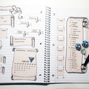 Dry Erase Character Sheet Banner Stickers Dungeons and Dragons Notebook Dungeon Master