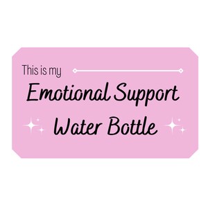 Peut inclure: Bouteille d'eau rose avec le texte "This is my Emotional Support Water Bottle" et deux &eacute;toiles blanches de chaque c&ocirc;t&eacute; du texte.