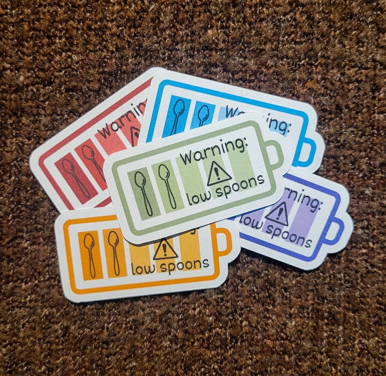 Warning Low Spoons Sticker Cute Vinyl or Paper Chronic Illness POTS EDS ...