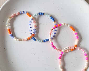 Bracelet estival coloré personnalisé en perles de verre et de cristal | Bracelets d'amitié | Cadeaux pour elle