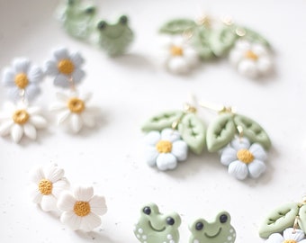 Handmade Spring garden polymer clay stud & drop earrings | Gifts for her | Flower earrings earrings