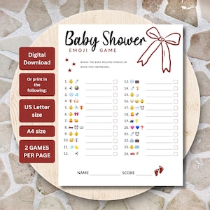Baby Shower Emoji Game, Baby Shower Activity, Printable Baby Shower Party Game, Emoji Baby Fun Quiz, Emoji Pictionary Game, Digital Download