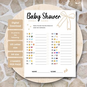 Baby Shower Emoji Activity, Baby Shower Game, Printable Baby Shower Party Game, Emoji Baby Fun Quiz, Emoji Pictionary Game, Digital Download